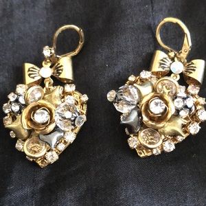 Rarely used gold tone heart  locket earrings.